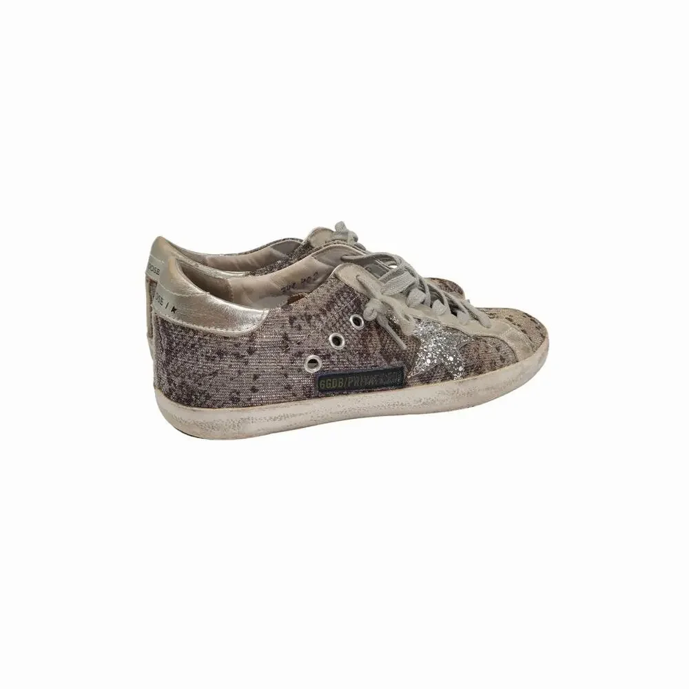 Golden Goose Super-Star Snake Print Glitter Canvas Sneakers Women's Size 39 - Picture 8 of 8